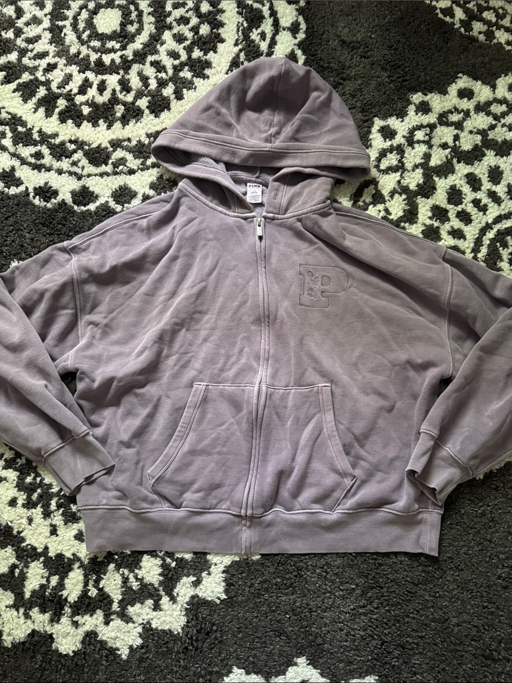 Victoria secret pink campus fleece Zip Hoodie plum frost L